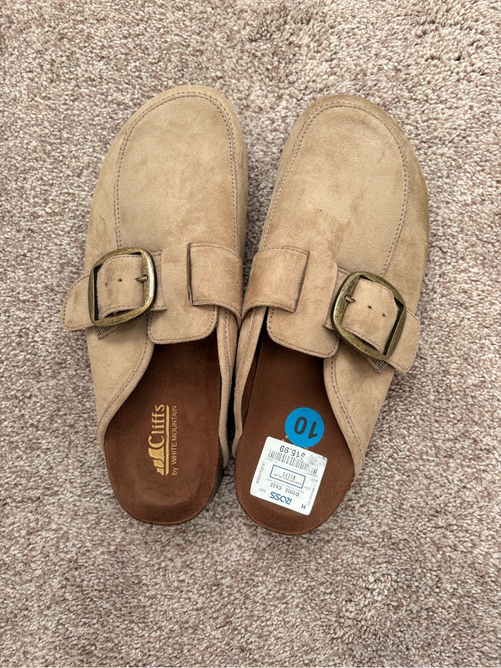 Cliffs by WHITE MOUNTAIN Tan Suede Slip-On Mule with Buckle
